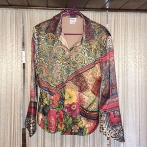 Satin like blouse jacket. Unique. One of a kind.